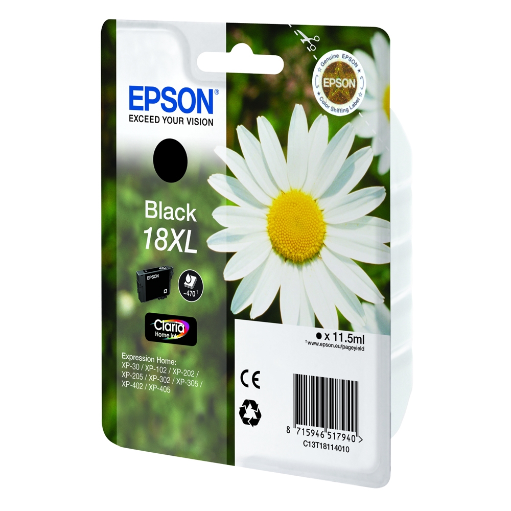 Epson Μελάνι Inkjet No.18 XL Black (C13T18114012) (EPST181140)