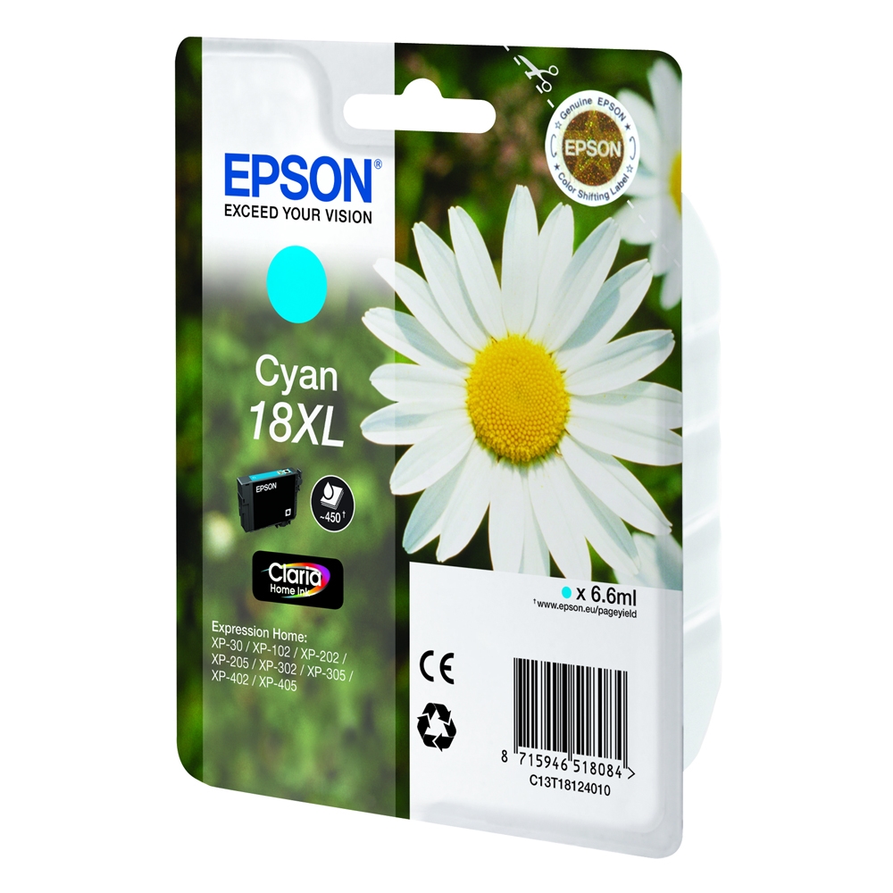 Epson Μελάνι Inkjet No.18 XL Cyan (C13T18124012) (EPST181240)