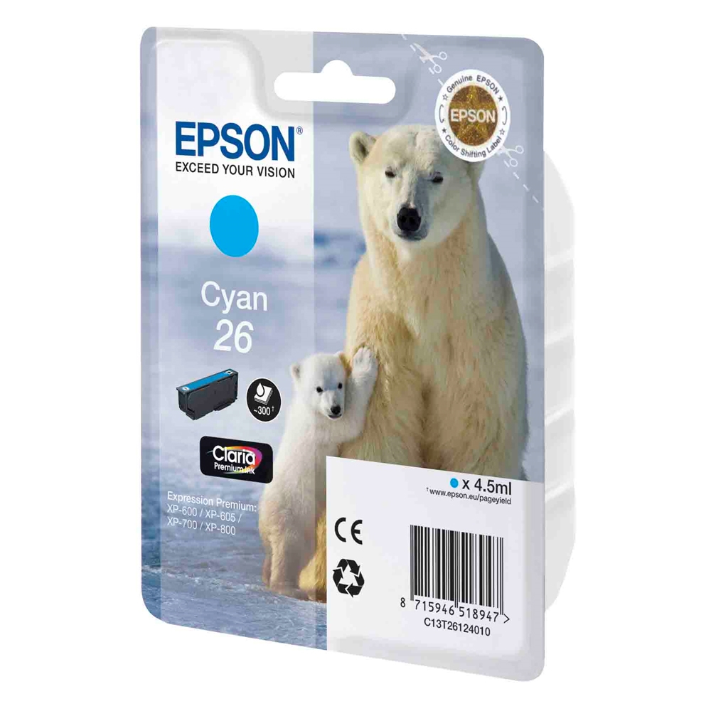 Epson Μελάνι Inkjet No.26 Cyan (C13T26124012) (EPST261240)