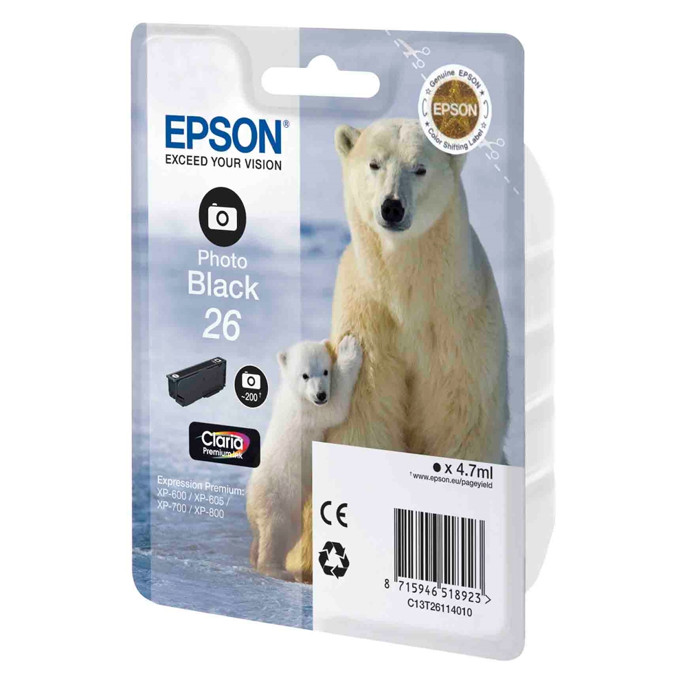 Epson Μελάνι Inkjet No.26 Photo Black (C13T26114012) (EPST261140)