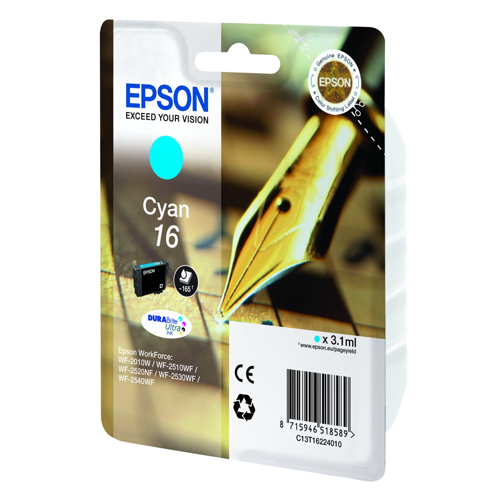 Epson Μελάνι Inkjet No.16 Cyan (C13T16224012) (EPST162240)