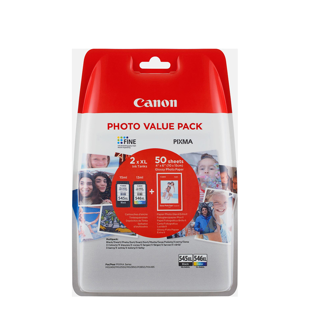 Canon Μελάνι Inkjet PG545XLVP BLACK & TRI-COLOR + PHOTO PAPER (8286B006) (CANPG545XLVP)